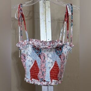 Altar'd State Multicolor Crop Smocked Ruffle Camisole Sz Small